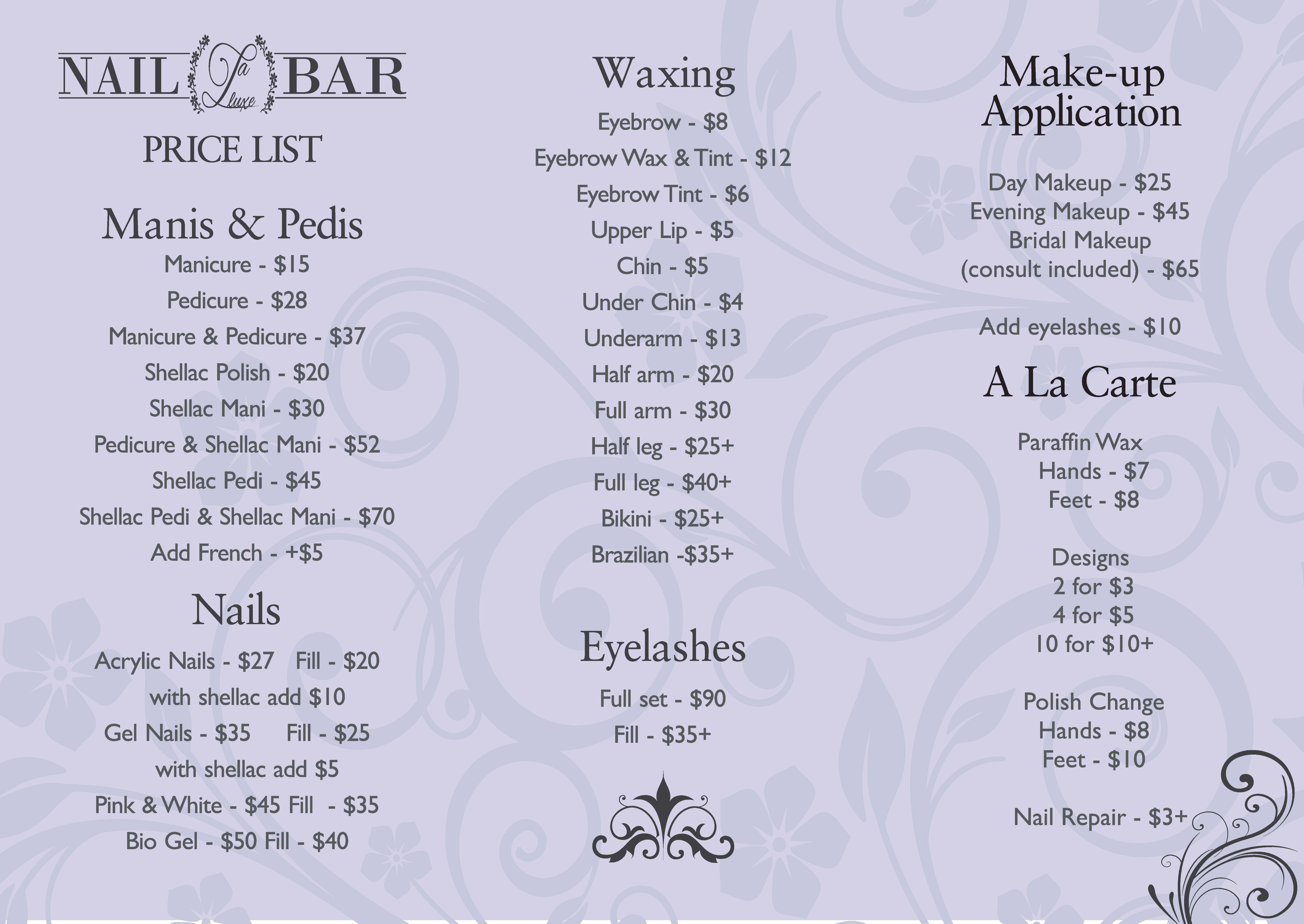La Luxe Nail Bar Services